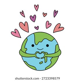 Planeta Tierra Difundiendo Amor en blanco