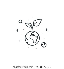 Planet, earth, sprout, ecology, nature, eco, green icon, vector illustration