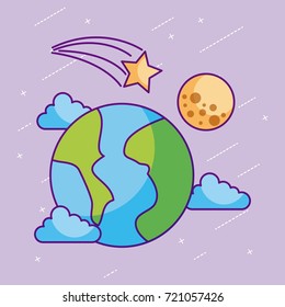 planet earth star moon clouds space universe