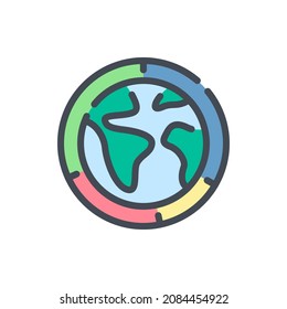 Planet Earth statistics color line icon. Global report and analytics vector outline colorful sign.