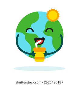 Planet Earth sticker mascot character with cute expression for Environment, ecology and climate themes