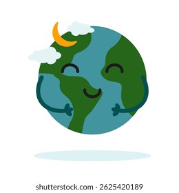 Planet Earth sticker mascot character with cute expression for Environment, ecology and climate themes