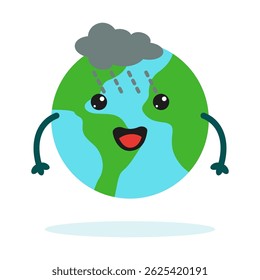 Planet Earth sticker mascot character with cute expression for Environment, ecology and climate themes