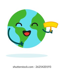Planet Earth sticker mascot character with cute expression for Environment, ecology and climate themes