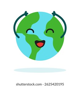 Planet Earth sticker mascot character with cute expression for Environment, ecology and climate themes