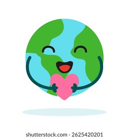 Planet Earth sticker mascot character with cute expression for Environment, ecology and climate themes