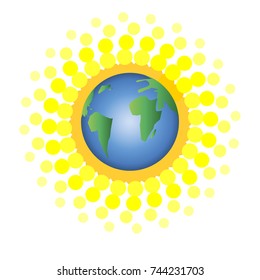 
planet earth and sun vector