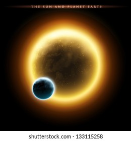 Planet Earth and the Sun - vector illustration