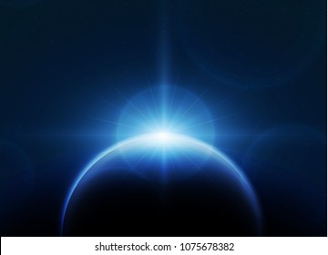 Planet earth with sunrise. vector illustration