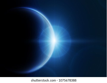 Planet earth with sunrise. vector illustration