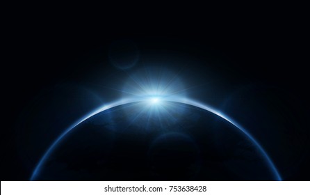 Planet earth with sunrise. vector illustration