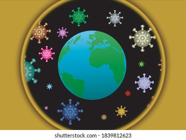 
The planet Earth surrounded by coronavirus in the spotlight