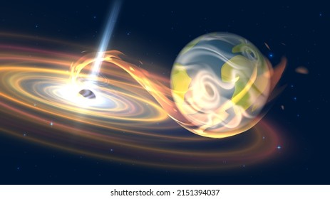 The planet Earth is swallowed up by a black hole