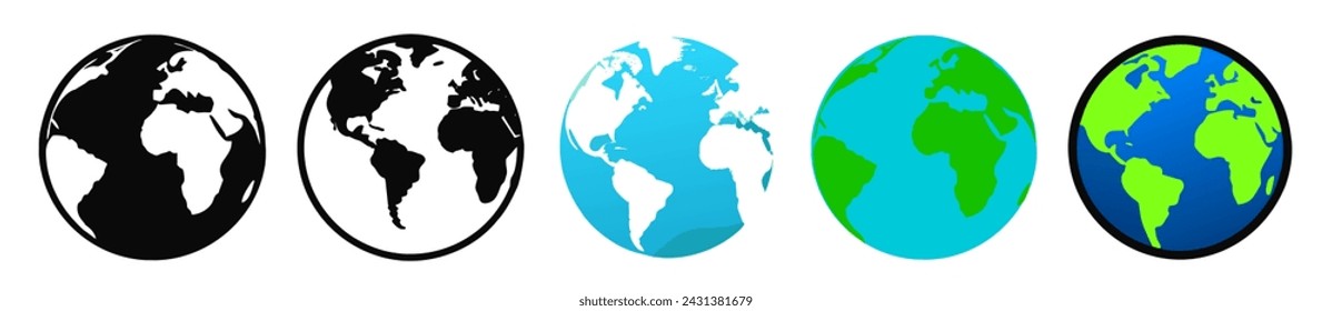 	
Planet earth symbol collection. Set of planet earth globe in a flat design	
