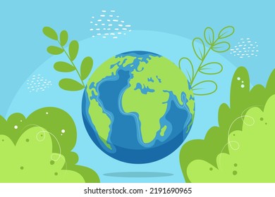 Planet earth, take care of the earth. Vector illustration