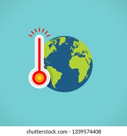 planet earth with thermometer, global warming concept