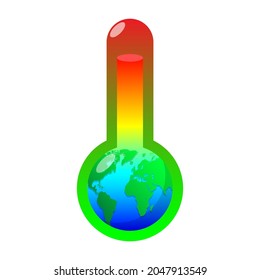 Tierra de planeta con termómetro, concepto de calentamiento global