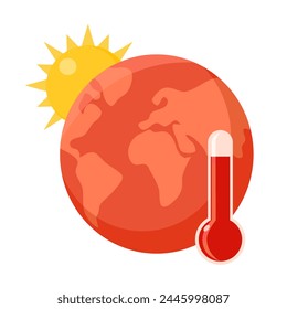 Planeta Tierra con termómetro, concepto de calentamiento global.