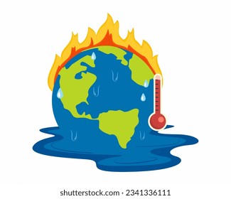 Tierra de planeta con termómetro y alta temperatura, concepto de calentamiento global