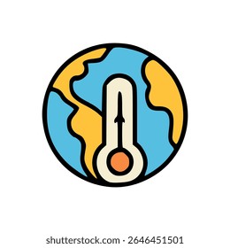 Planet Earth with thermometer indicating global warming and rising temperature climate crisis concept