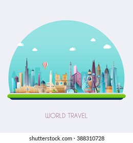 Planet earth travel the world. Travel and tourism background.