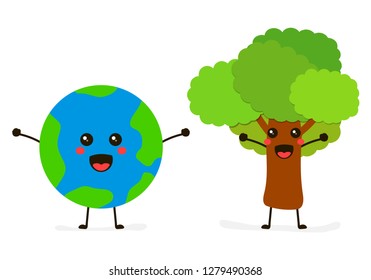 planet earth and tree celebrating concept eps 8 vector illustration