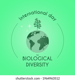 Planet Earth with tree and stars. Vector illustration. Environmental protection and nature conservation concept. Biological Diversity Day poster - May 22. Flat design..