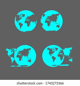 
Planet earth with two-color continents. Vector graphics.