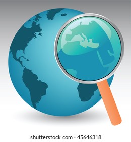 planet earth under magnifier