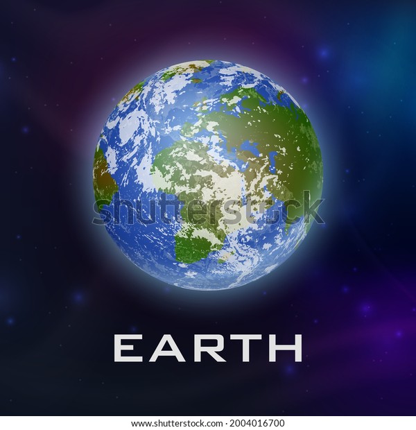 Planet Earth. Vector 3d Realistic Space Planet in\
Space Starry Sky. Galaxy, Astronomy, Space Exploration Concept.\
Earth Template Closeup