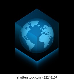 Planet Earth in a vector cube
