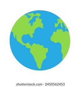 planet earth in vector in flat style. globe with continents. object for design, magnet, sticker, poster, print