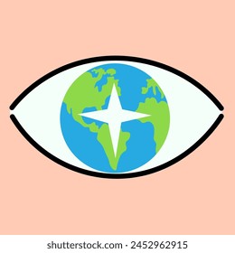 planet earth in vector in flat style. illustration for design, logo, sticker, poster, print