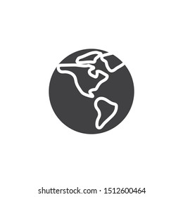 Planet Earth vector icon. filled flat sign for mobile concept and web design. Earth globe glyph icon. Symbol, logo illustration. Vector graphics