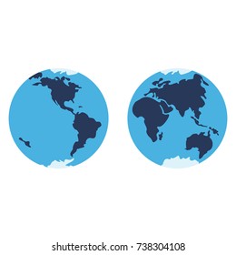 Planet earth vector icon. Flat vector cartoon illustration. Objects isolated on white background.