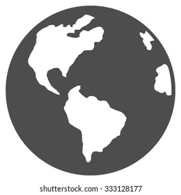 Planet Earth vector icon. Style is flat symbol, gray color, rounded angles, white background.