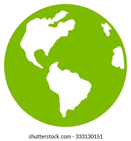 Planet Earth vector icon. Style is flat symbol, eco green color, rounded angles, white background.