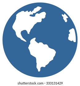 Planet Earth vector icon. Style is flat symbol, cobalt color, rounded angles, white background.