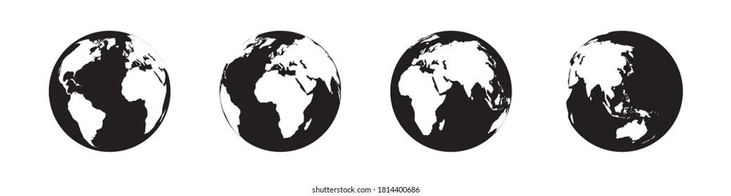 Planet Earth vector icons collection in simple design