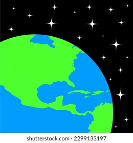 Planet Earth Vector Illustration. America's Viewpoint on Planet Earth. Pieces of the Americas on Planet Earth