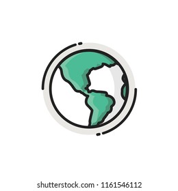 Planet Earth Vector Illustration in Flat Style Design