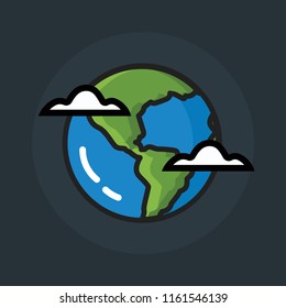Planet Earth Vector Illustration in Flat Style Design
