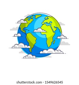 Planet earth vector illustration isolated on white background, America, Africa and Europe continents side.
