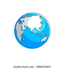 Planet earth vector illustration isolated on white background, Africa, Europe, Eurasia, Asia and Australia continents side.