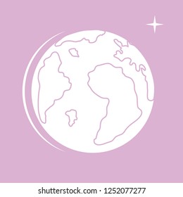 Planet Earth vector illustration. World vector icon. Earth Day. Design for astronomy apps, websites, print.