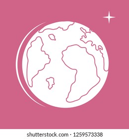 Planet Earth vector illustration. World vector icon. Earth Day. Design for astronomy apps, websites, print.
