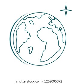 Planet Earth vector illustration. World vector icon. Earth Day. Design for astronomy apps, websites, print.