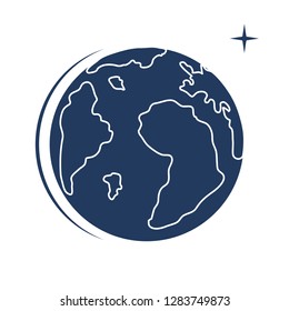 Planet Earth vector illustration. World vector icon. Earth Day. Design for astronomy apps, websites, print.