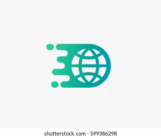 Planet Earth Vector Logo Design. Globe Shipping Delivery Company Icon Creative Logotype.