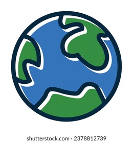 Planet Earth Vector Thick Line Filled Dark Colors Icons For Personal And Commercial Use.
